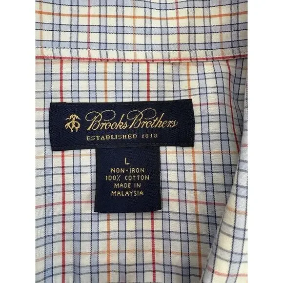 Brooks Brother’s Men’s Large Non-Iron 100% Cotton Plaid Multicolor Button Down - Picture 5 of 8